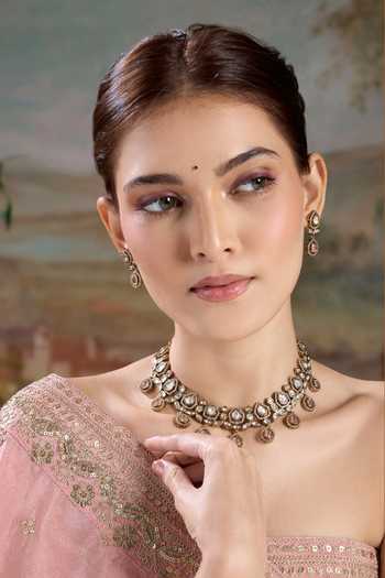 Nazaakat By Samara Singh Embellished Choker Necklace With Earrings