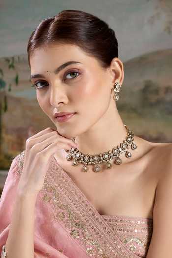 Nazaakat By Samara Singh Embellished Choker Necklace With Earrings