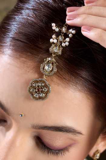 Nazaakat By Samara Singh Gold Plated Embellished Floral Drop Necklace Set Online at Aza Fashions Nazaakat By Samara Singh_Gold Plated Embellished Floral Drop Necklace Set _Online_at_Aza_Fashions