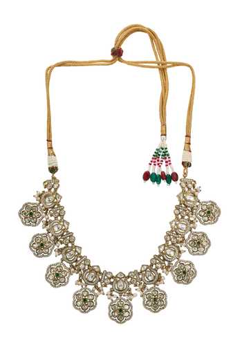 Buy Nazaakat By Samara Singh Gold Plated Floral Embellished Choker Necklace Set Buy_Nazaakat By Samara Singh_Gold Plated Floral Embellished Choker Necklace Set