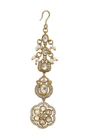 Shop Nazaakat By Samara Singh Gold Plated Floral Stone Embellished Choker Necklace Set Online at Aza Fashions Shop_Nazaakat By Samara Singh_Gold Plated Floral Stone Embellished Choker Necklace Set _Online_at_Aza_Fashions