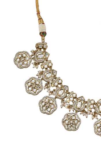 Nazaakat By Samara Singh Gold Plated Floral Stone Embellished Choker Necklace Set at Aza Fashions Nazaakat By Samara Singh_Gold Plated Floral Stone Embellished Choker Necklace Set _at_Aza_Fashions
