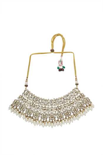 Shop Nazaakat By Samara Singh Gold Plated Heavy Embellished Necklace Set Online at Aza Fashions Shop_Nazaakat By Samara Singh_Gold Plated Heavy Embellished Necklace Set _Online_at_Aza_Fashions