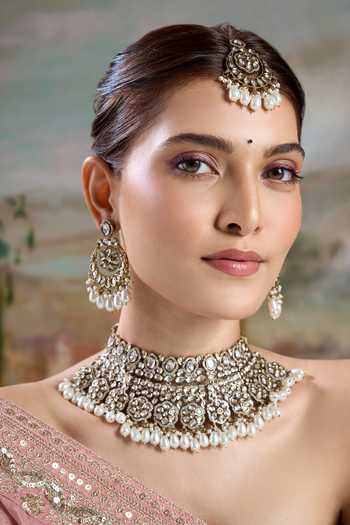 Buy Nazaakat By Samara Singh Gold Plated Heavy Embellished Necklace Set Buy_Nazaakat By Samara Singh_Gold Plated Heavy Embellished Necklace Set