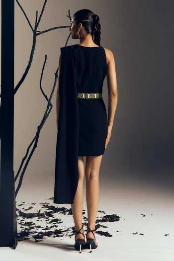Tisharth By Shivani Bejewelled Belt Draped Bodycon Dress 