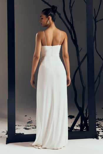 Tisharth By Shivani Jewellery Embroidered Draped Slit Gown 