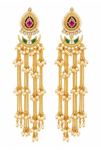 Queens Jewels Gold Plated Petal Chandelier Earrings Online at Aza Fashions Queens Jewels_Gold Plated Petal Chandelier Earrings _Online_at_Aza_Fashions