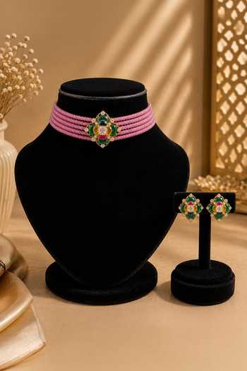 Queens Jewels Pink Beaded Choker Set 