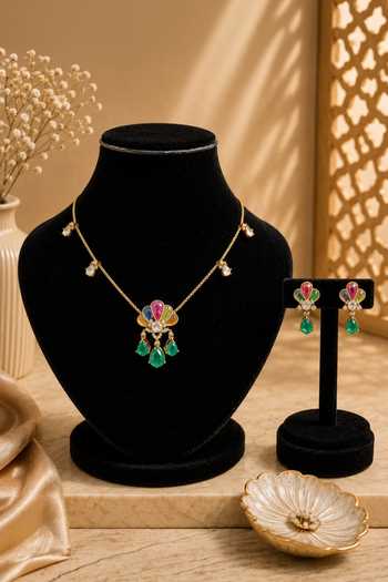 Queens Jewels Floral Drop Kundan Necklace Set 