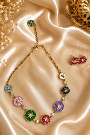 Queens Jewels Multi Color Multicolor Star Choker Set Online at Aza Fashions Queens Jewels_Multi Color Multicolor Star Choker Set _Online_at_Aza_Fashions