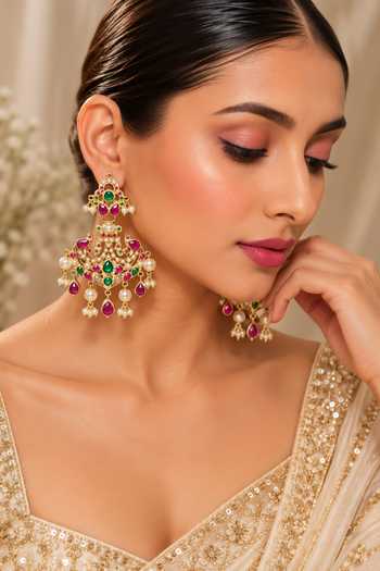 Queens Jewels Jadau Chandbali Earrings 