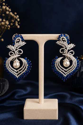 Queens Jewels Blossom Pearl American Diamond Earrings 