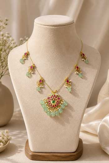 Queens Jewels Mint Petal Kundan Necklace 