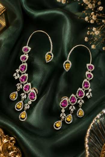 Queens Jewels Sunset Bloom American Diamond Ear Cuffs 