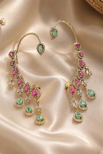 Queens Jewels Ruby American Diamond Ear Cuffs 