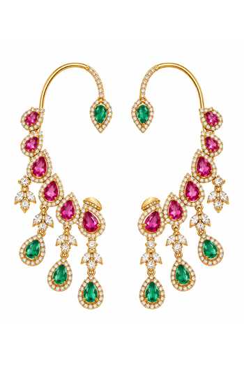 Queens Jewels_Gold Plated American Diamond Ear Cuffs _Online_at_Aza_Fashions