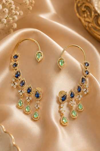 Queens Jewels Blue American Diamond Ear Cuffs 