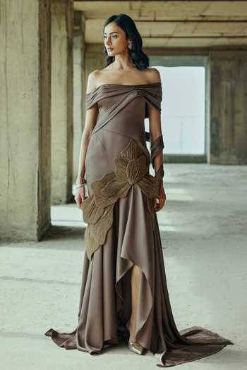 Supria Munjal Draped Petal Gown 