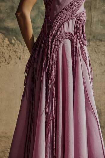 Buy Supria Munjal Mauve Organza Fringe Sweetheart Neck Braided Corset Gown Online at Aza Fashions Buy_Supria Munjal_Mauve Organza Fringe Sweetheart Neck Braided Corset Gown _Online_at_Aza_Fashions