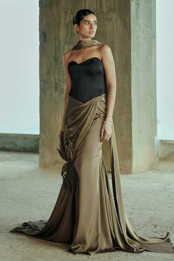 Supria Munjal Sculpted Draped Gown 