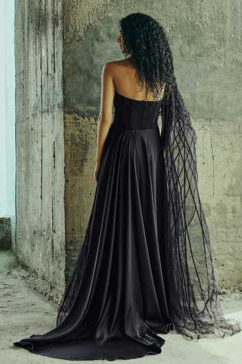 Supria Munjal Sheer Draped Gown 