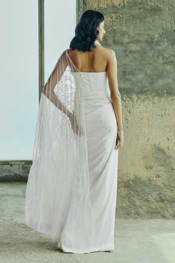 Supria Munjal Sheer Overlay Gown 
