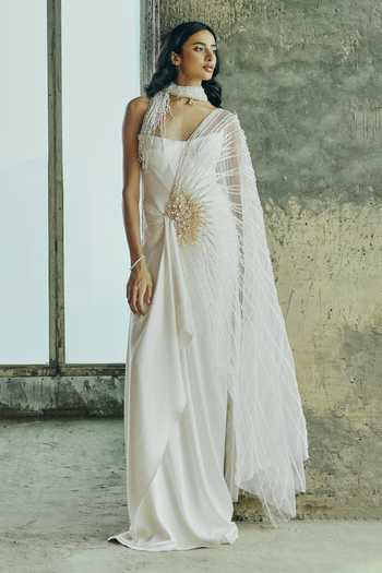 Supria Munjal Sheer Overlay Gown 