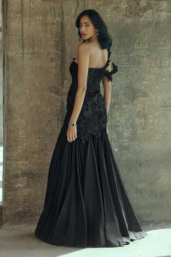 Supria Munjal Floral Applique Corset Gown 