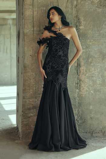 Supria Munjal Floral Applique Corset Gown 