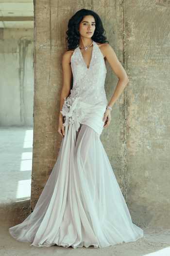 Supria Munjal Draped Mermaid Gown 