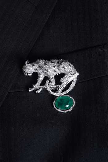 Buy_Modarta_Silver Leopard Crystal Brooch Pin _Online_at_Aza_Fashions