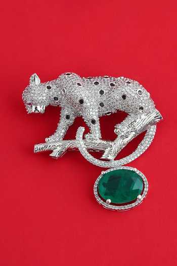 Modarta Leopard Crystal Brooch Pin 