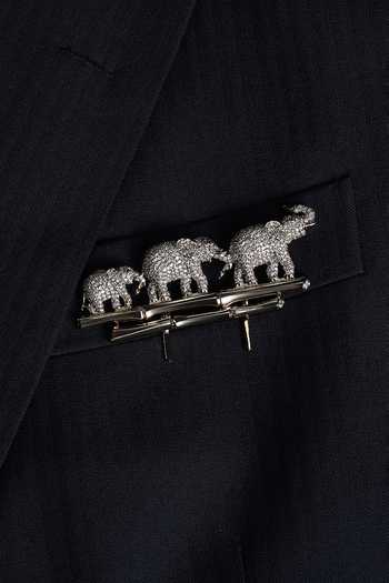 Buy_Modarta_Gold Elephant Trio Crystal Brooch Pin _Online_at_Aza_Fashions