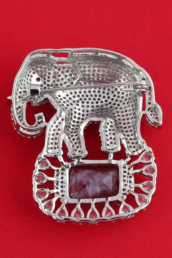 Modarta Single Elephant Crystal Brooch Pin 