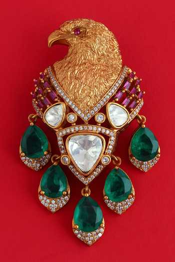 Modarta Gold Eagle Pendant Crystal Brooch Pin Online at Aza Fashions Modarta_Gold Eagle Pendant Crystal Brooch Pin _Online_at_Aza_Fashions