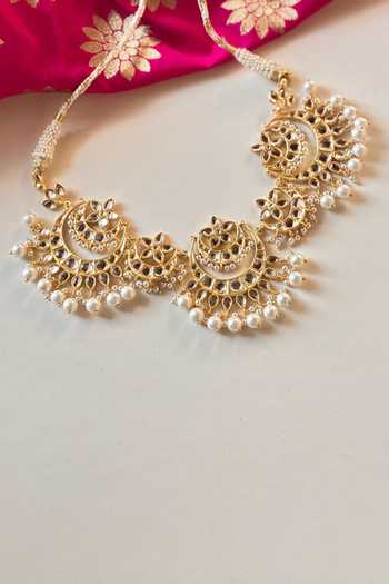 Buy_Zariin_White Bahaar Mirror Work Necklace _Online_at_Aza_Fashions