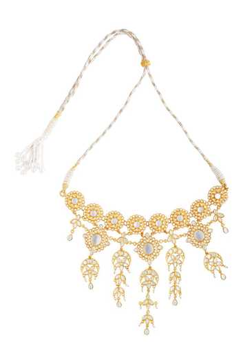Zariin White Chandni Draped Embellished Necklace Online at Aza Fashions Zariin_White Chandni Draped Embellished Necklace _Online_at_Aza_Fashions