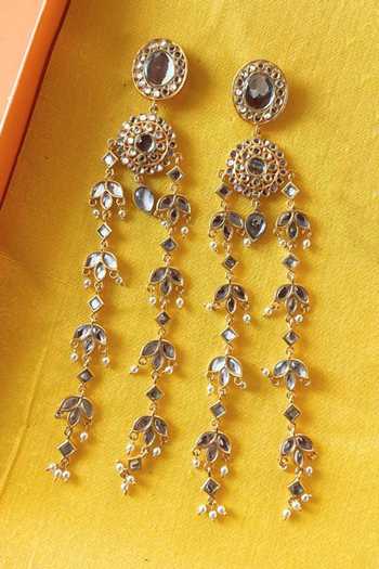 Shop Zariin White Chaand Roop Embellished Earrings Online at Aza Fashions Shop_Zariin_White Chaand Roop Embellished Earrings _Online_at_Aza_Fashions