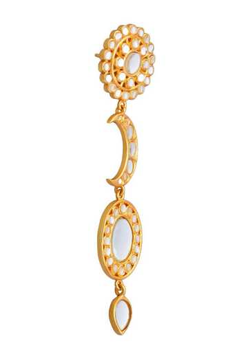 Zariin White Kiran Mirror Polki Dangler Earrings Online at Aza Fashions Zariin_White Kiran Mirror Polki Dangler Earrings _Online_at_Aza_Fashions