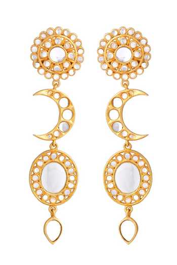 Buy Zariin White Kiran Mirror Polki Dangler Earrings Online at Aza Fashions Buy_Zariin_White Kiran Mirror Polki Dangler Earrings _Online_at_Aza_Fashions