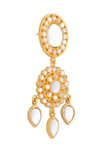 Zariin White Padma Noor Mirror Work Dangler Earrings Online at Aza Fashions Zariin_White Padma Noor Mirror Work Dangler Earrings _Online_at_Aza_Fashions