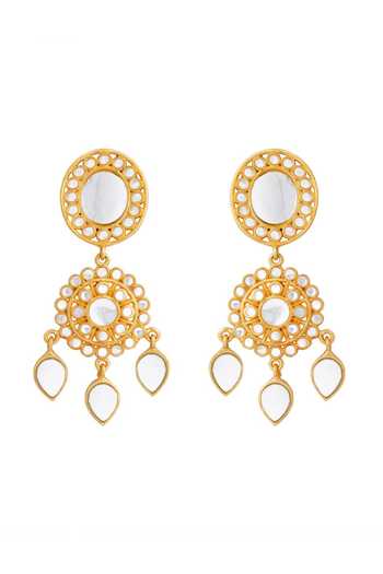 Buy Zariin White Padma Noor Mirror Work Dangler Earrings Online at Aza Fashions Buy_Zariin_White Padma Noor Mirror Work Dangler Earrings _Online_at_Aza_Fashions