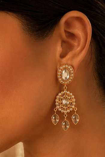 Zariin Padma Noor Mirror Work Dangler Earrings 