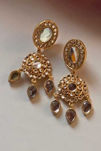 Zariin Padma Noor Mirror Work Dangler Earrings 