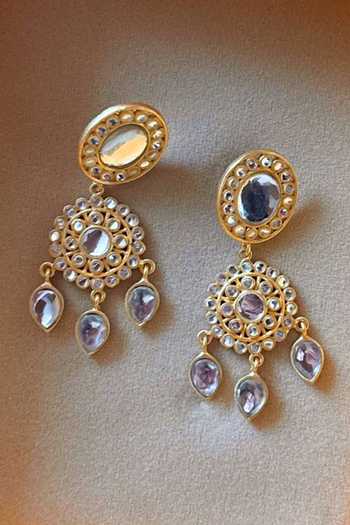 Shop Zariin White Padma Noor Mirror Work Dangler Earrings Online at Aza Fashions Shop_Zariin_White Padma Noor Mirror Work Dangler Earrings _Online_at_Aza_Fashions