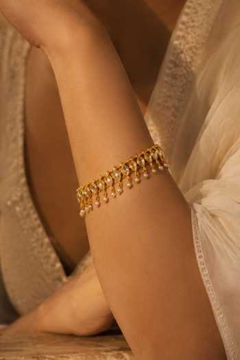 Zariin Aaina Mirror Polki Embellished Bracelet 