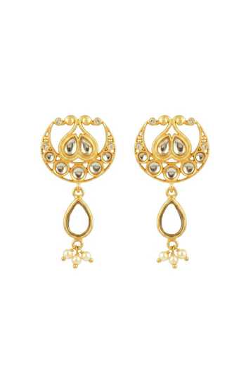 Zariin White Chaand Roop Embellished Earrings Online at Aza Fashions Zariin_White Chaand Roop Embellished Earrings _Online_at_Aza_Fashions