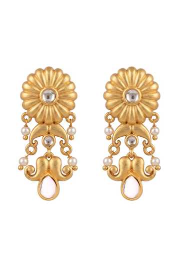 Zariin_White Padma Noor Polki Earrings _Online_at_Aza_Fashions