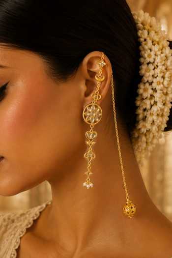 Zariin Chaand Sitara Dogri Ear Chains 