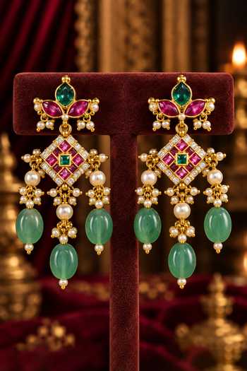 Buy_Tussya_Gold Plated Maharani Kundan Necklace Set _Online_at_Aza_Fashions